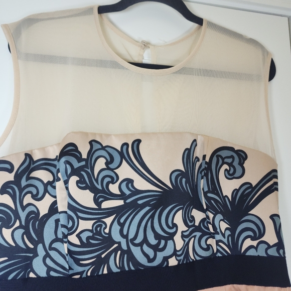 Newyork& Company Blush brown, women paisley sleeveless dress With  Size 12 - Picture 4 of 13